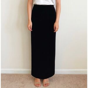 Vintage GAP Black Stretch Velvet Maxi Skirt Women’s Sz Large 28” Waist 37” Long